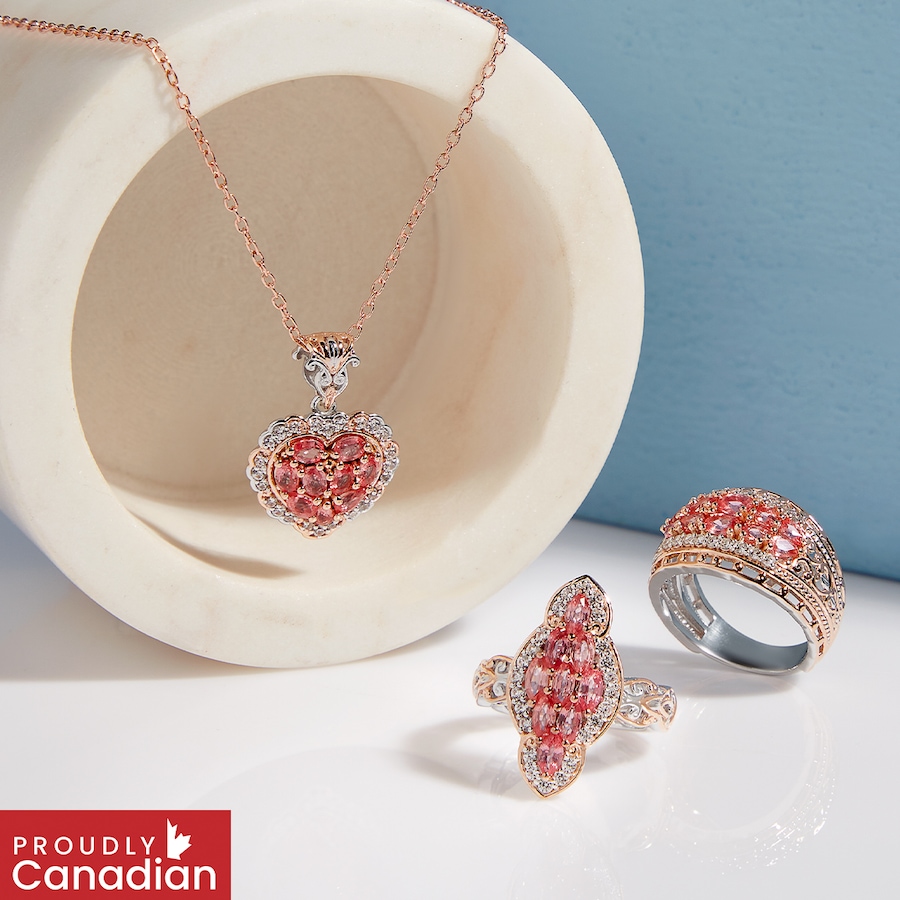 Image 766174_ALTMORE100.jpg, Product 766-174 / Price $399.99, Gems en Vogue Palladium Silver Padparadscha Sapphire and White Zircon Ring from Gems En Vogue on TSC.ca's Jewellery department