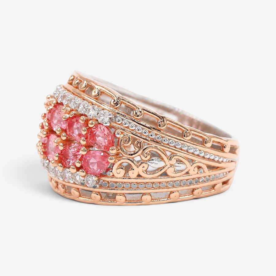 Image 766174_ALTMORE3.jpg, Product 766-174 / Price $399.99, Gems en Vogue Palladium Silver Padparadscha Sapphire and White Zircon Ring from Gems En Vogue on TSC.ca's Jewellery department