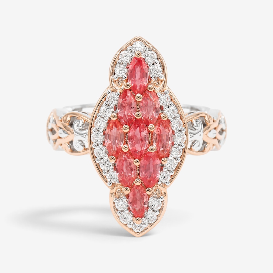 Image 766174_CLUS.jpg, Product 766-174 / Price $399.99, Gems en Vogue Palladium Silver Padparadscha Sapphire and White Zircon Ring from Gems En Vogue on TSC.ca's Jewellery department
