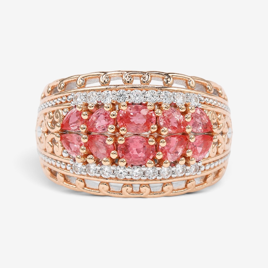 Image 766174_TWROW.jpg, Product 766-174 / Price $399.99, Gems en Vogue Palladium Silver Padparadscha Sapphire and White Zircon Ring from Gems En Vogue on TSC.ca's Jewellery department
