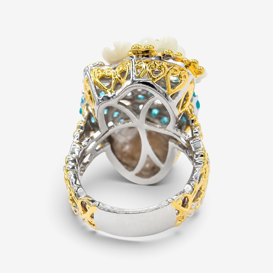 Image 766177_ALTMORE1.jpg, Product 766-177 / Price $349.99, Gems en Vogue Palladium Silver Paraiba Topaz and Mother of Pearl Venice Carnival Ring from Gems En Vogue on TSC.ca's Jewellery department