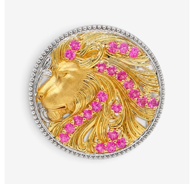 Gems en Vogue Palladium Silver Pink Topaz Lion Ring