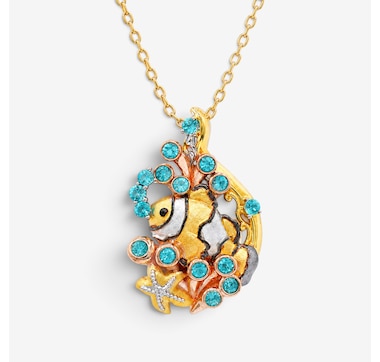 Gems en Vogue Palladium Silver Paraiba Topaz Sea of Life Pendant With Chain