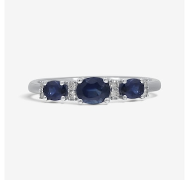 14K White Gold Blue Sapphire Band