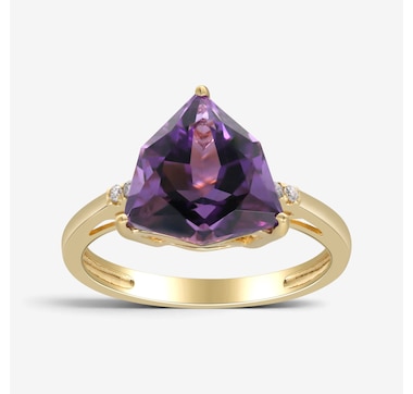  14K Yellow Gold Trillion Amethyst Ring