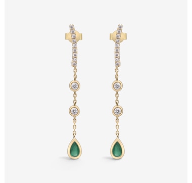  14K Yellow Gold Emerald Drop Earrings