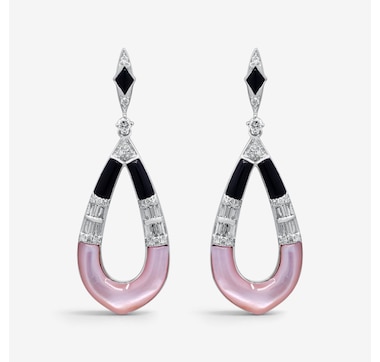  14K White Gold Mother Of Pearl Earrings