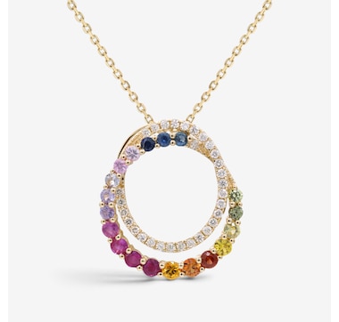 14K Yellow Gold Sapphire Circle Pendant