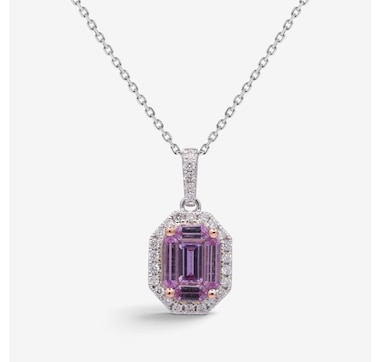 14K Two Tone Pink Sapphire Pendant