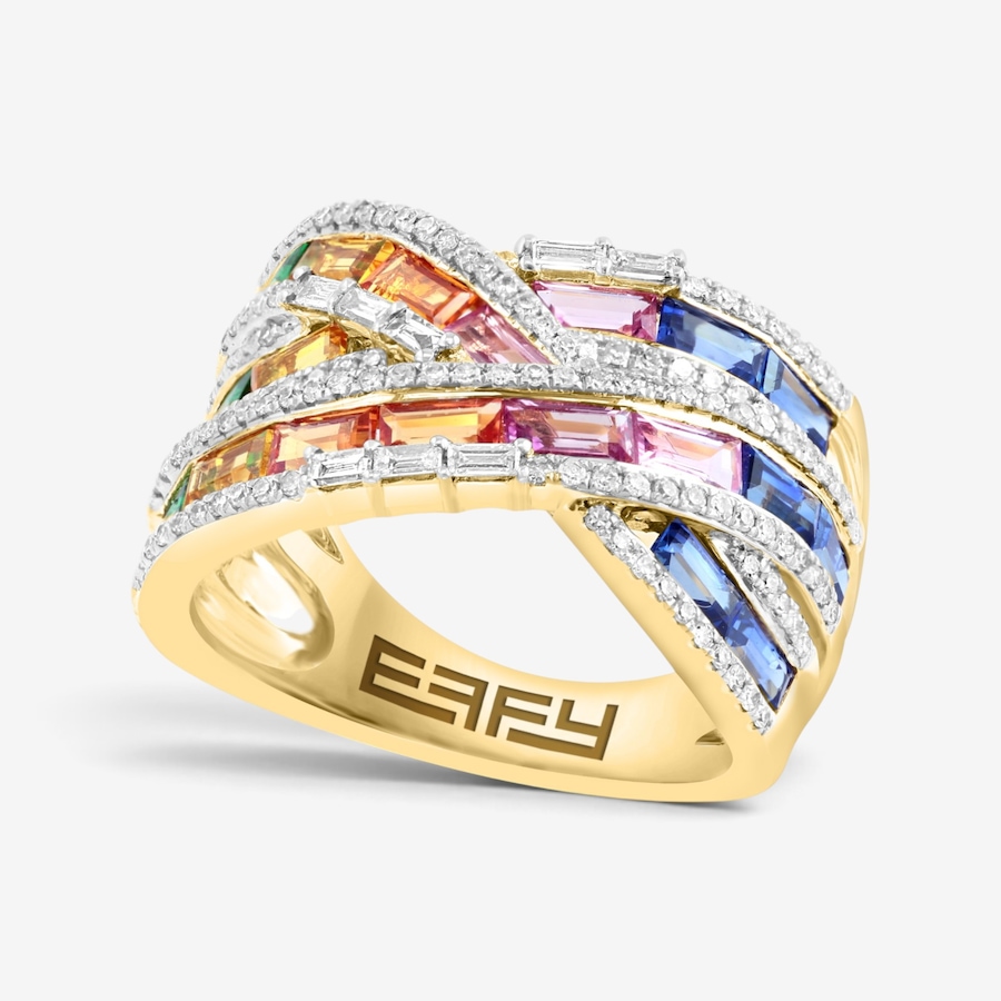 Image 766362_ALTMORE1.jpg, Product 766-362 / Price $6,299.99, EFFY 14K Yellow Gold, Multi Coloured Sapphire, Tsavorite and Diamond Cross Over Ring from Effy Jewellery on TSC.ca's Jewellery department