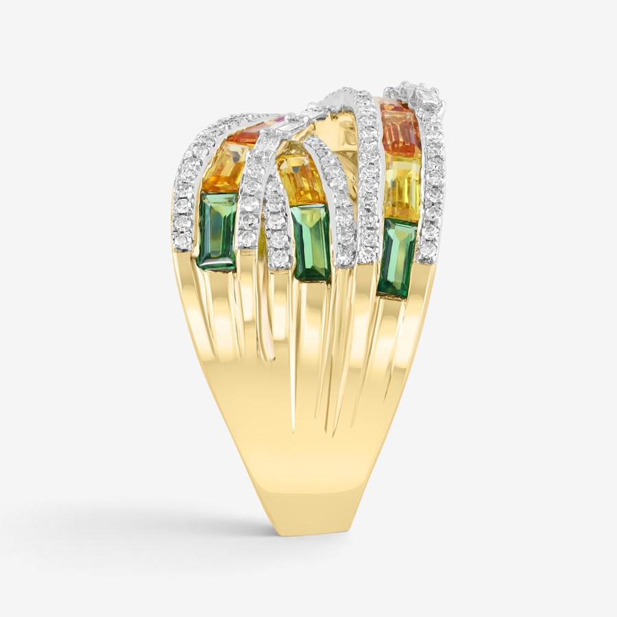 Image 766362_ALTMORE3.jpg, Product 766-362 / Price $6,299.99, EFFY 14K Yellow Gold, Multi Coloured Sapphire, Tsavorite and Diamond Cross Over Ring from Effy Jewellery on TSC.ca's Jewellery department
