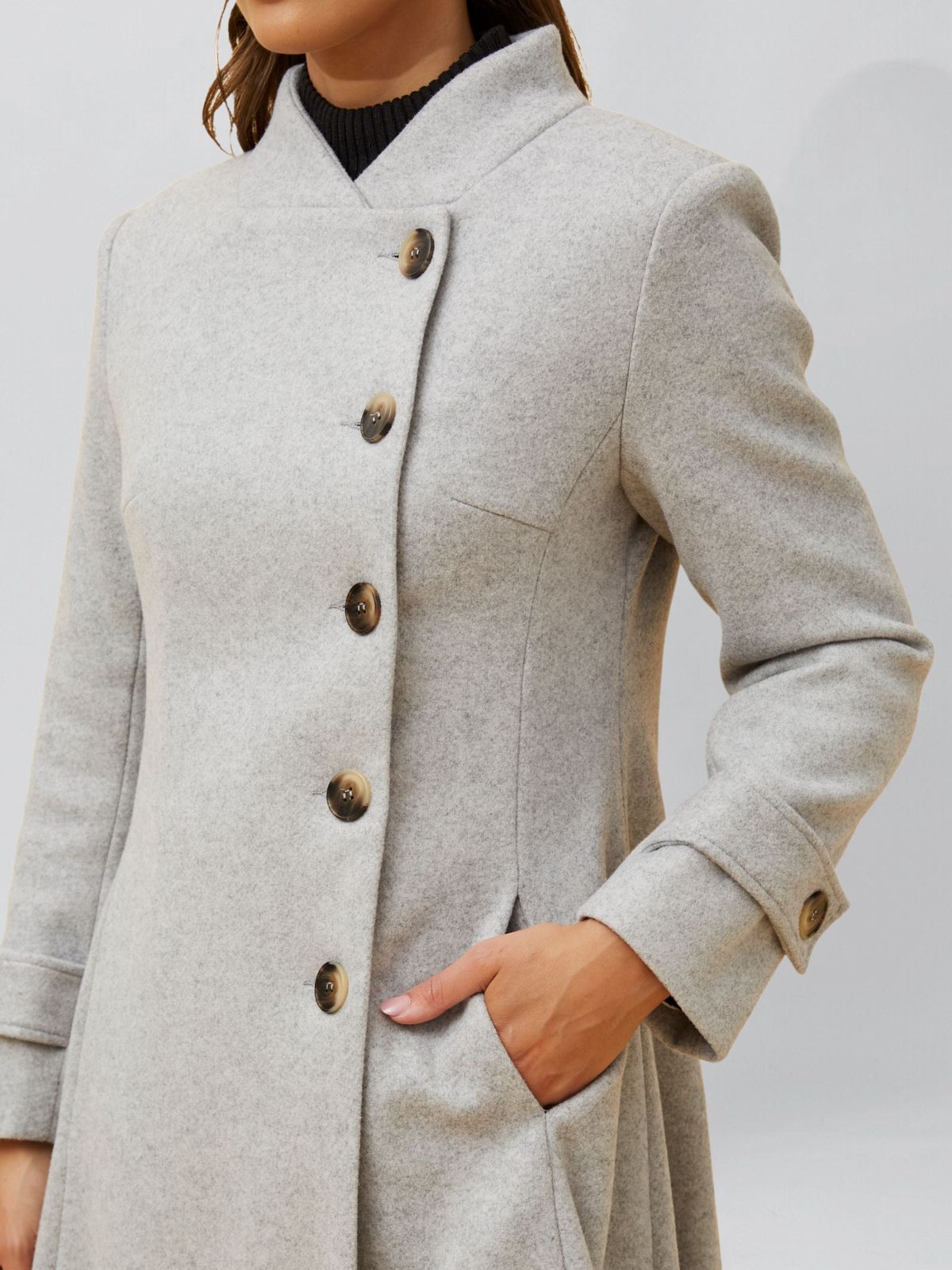 Annick - Harper Retro Flared Coat Side Buttons - TSC.ca
