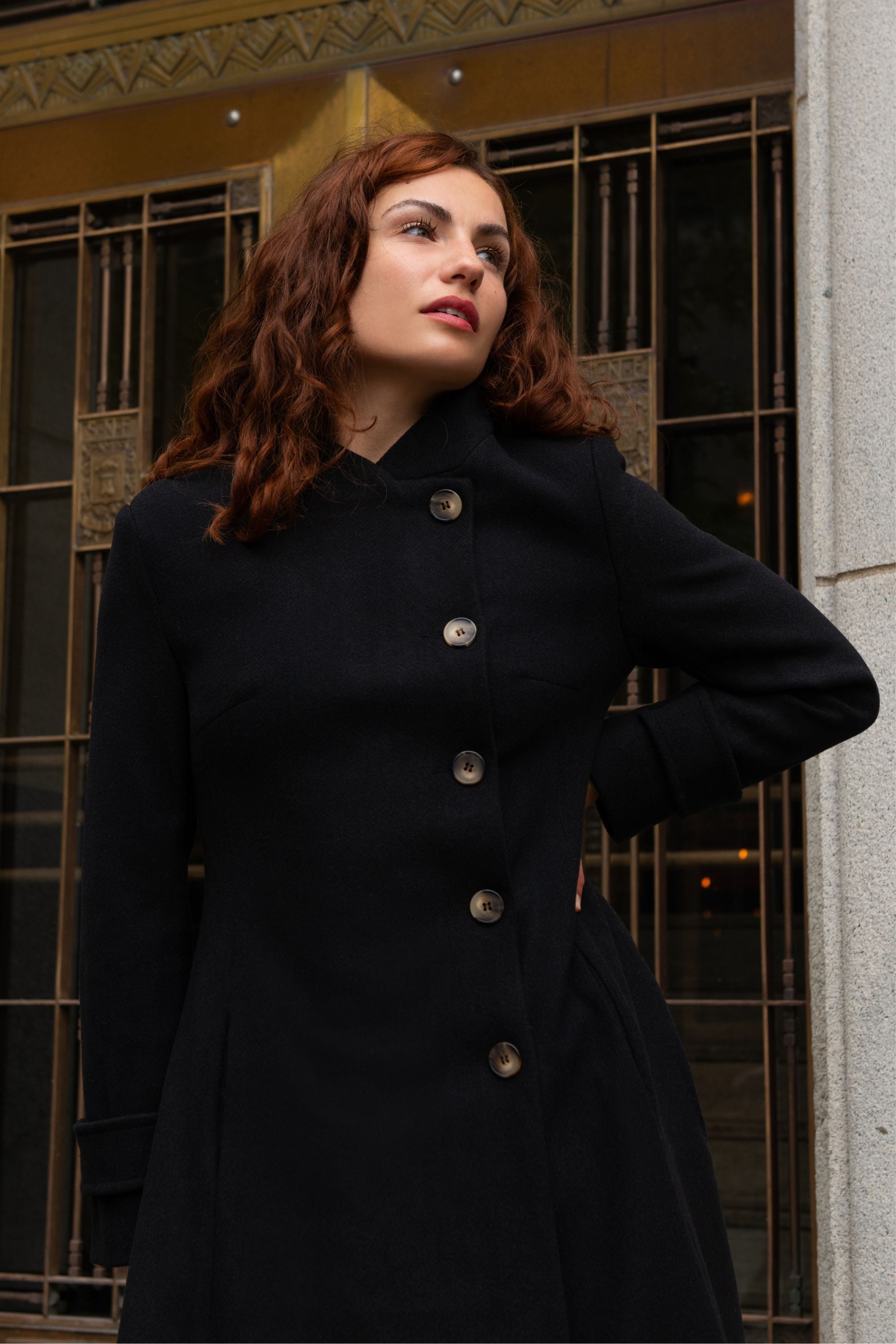 ジャケット・アウター 80s Vintage Flare Design Super Long Coat Vintage 1980s Long Winter Coat With 80s Flair & Design, ICE