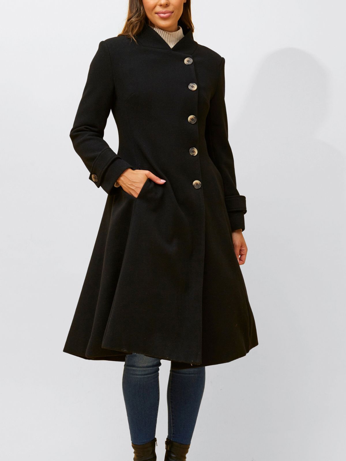 ジャケット・アウター 80s Vintage Flare Design Super Long Coat Annick - Harper Retro Flared Coat Side Buttons - TSC.ca