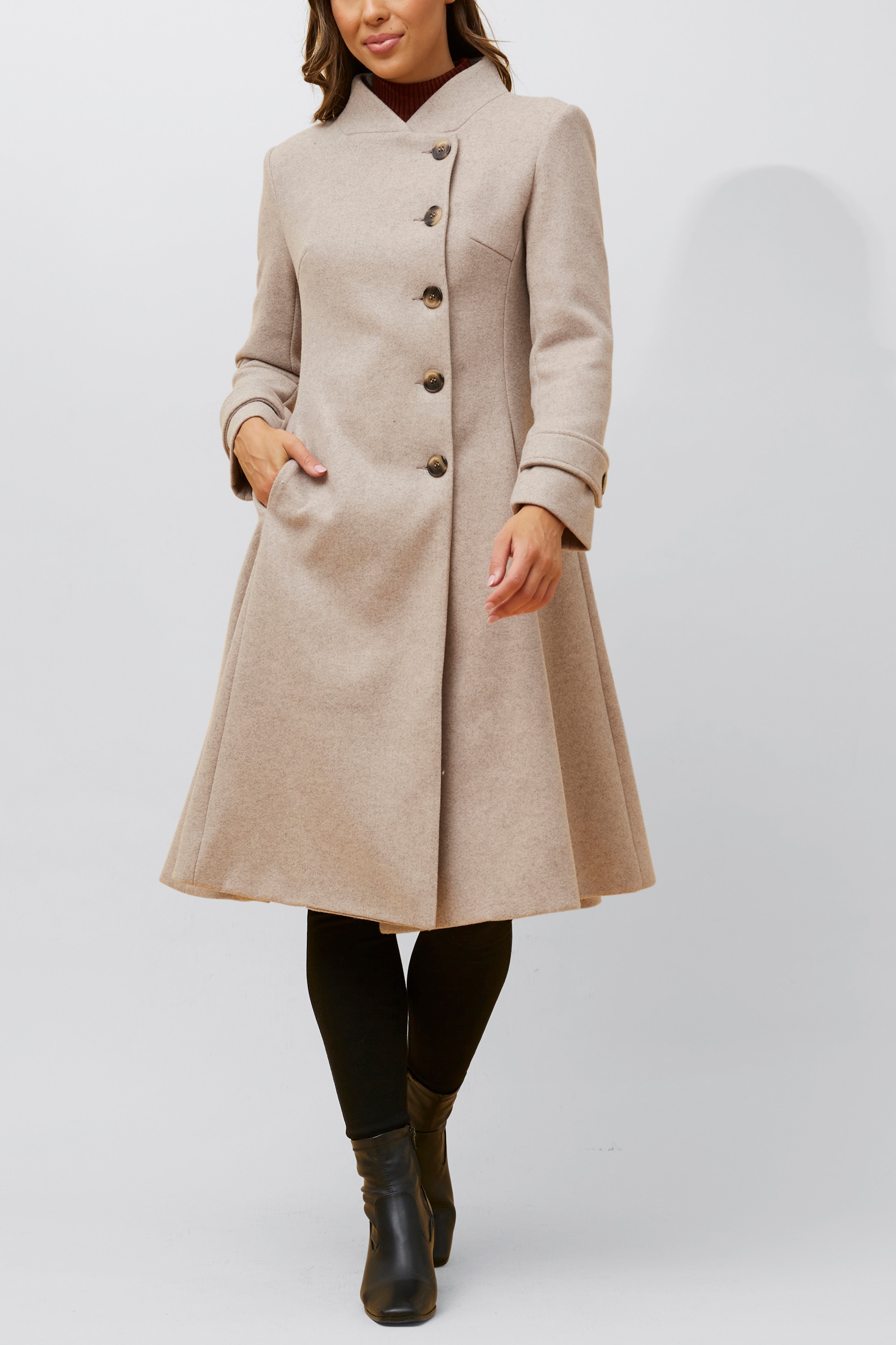 ジャケット・アウター 80s Vintage Flare Design Super Long Coat Vintage 1980s Long Winter Coat With 80s Flair & Design, ICE