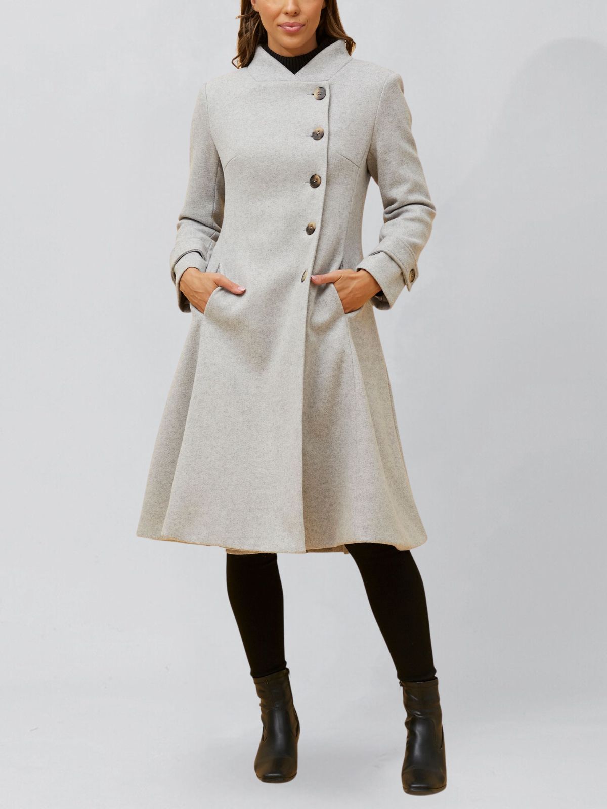 Annick Harper Retro Flared Coat Side Buttons - TSC.ca