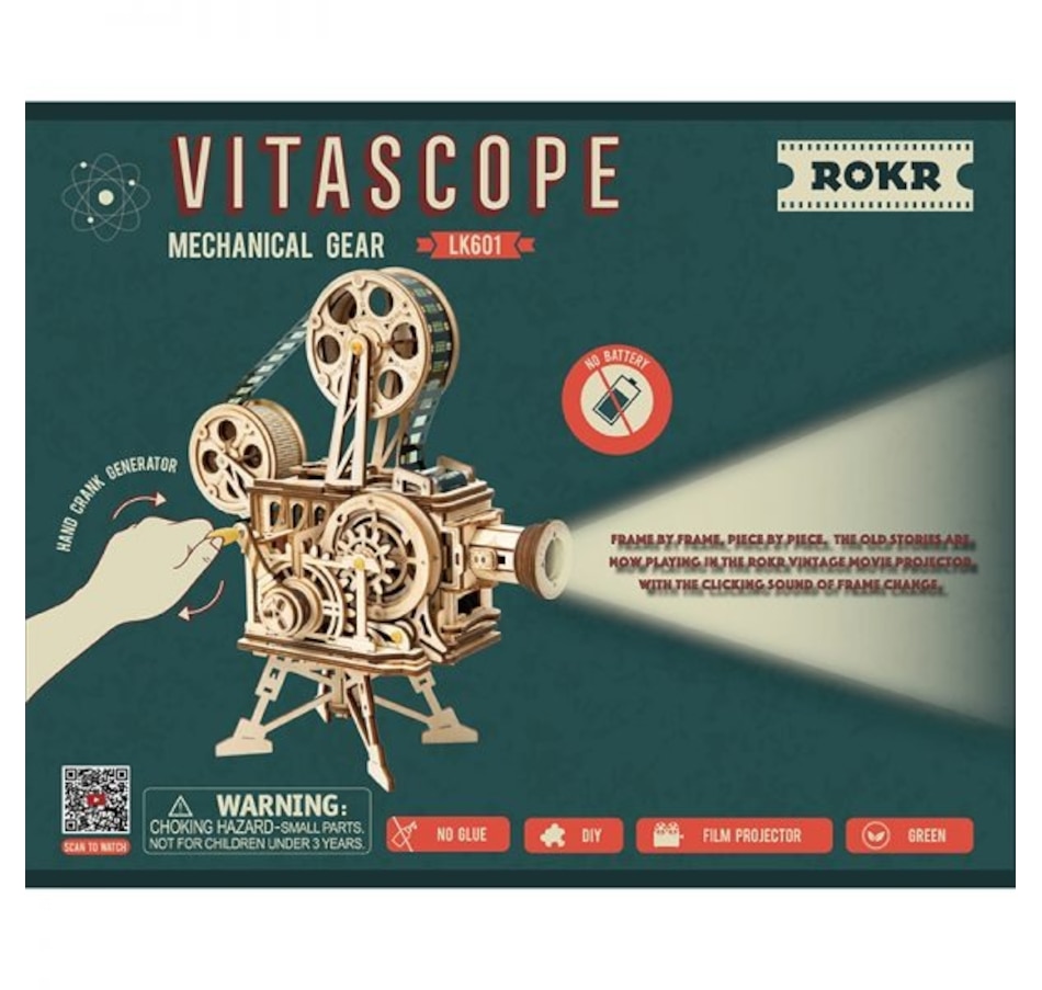 Image 800885_ALTMORE3.jpg, Product 800-885 / Price $56.95, ROKR Vitascope LK601 - 3D Puzzle Kit (183 Pieces) | Intermediate to Advanced Difficulty | Includes Plywood, Movement Mechanism, Film Roll & Lens | STEM Educational Model | ~5-Hour Assembly | For Ages 14+ from Tradeopia on TSC.ca's Toys & Hobbies department