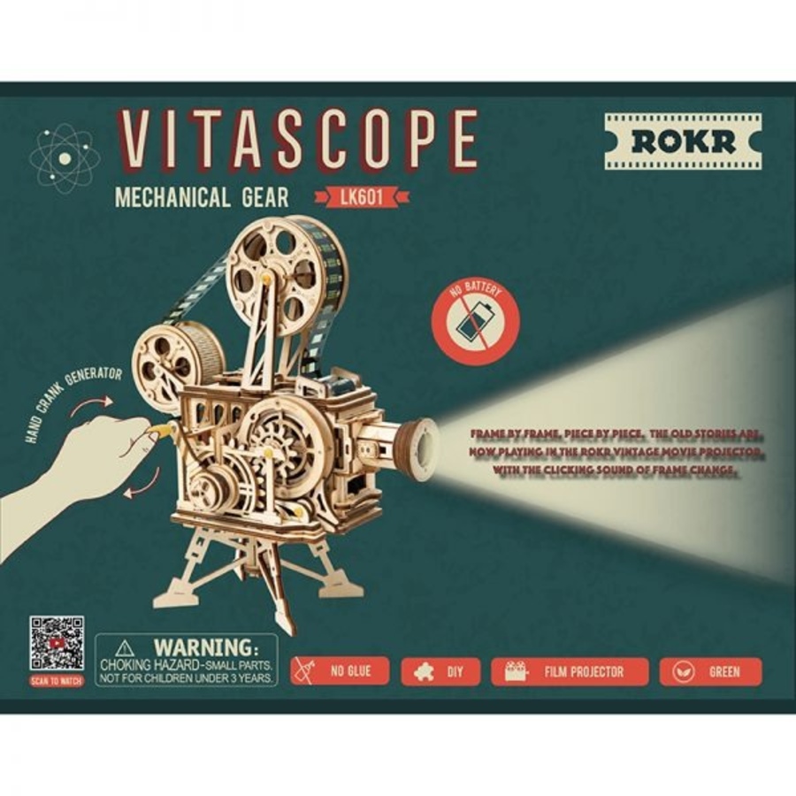 Image 800885_ALTMORE3.jpg, Product 800-885 / Price $54.95, ROKR Vitascope LK601 - 3D Puzzle Kit (183 Pieces) | Intermediate to Advanced Difficulty | Includes Plywood, Movement Mechanism, Film Roll & Lens | STEM Educational Model | ~5-Hour Assembly | For Ages 14+ from Tradeopia on TSC.ca's Toys & Hobbies department