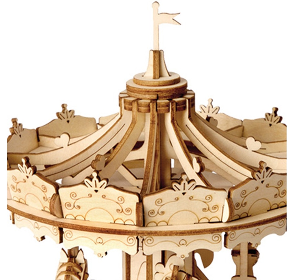 Image 800963_ALTMORE2.jpg, Product 800-963 / Price $13.95, Rolife Merry-Go-Round TG404 - 3D Wooden Puzzle Kit (174 Pieces) | STEM Educational Craft for Ages 8+ | ~1.5-Hour Assembly | Assembled Size: 120x120x150mm | Interactive Carousel Model | Ideal for Young Builders from Tradeopia on TSC.ca's Toys & Hobbies department
