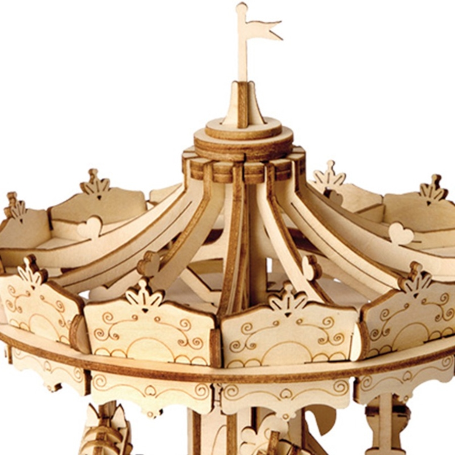 Image 800963_ALTMORE2.jpg, Product 800-963 / Price $11.95, Rolife Merry-Go-Round TG404 - 3D Wooden Puzzle Kit (174 Pieces) | STEM Educational Craft for Ages 8+ | ~1.5-Hour Assembly | Assembled Size: 120x120x150mm | Interactive Carousel Model | Ideal for Young Builders from Tradeopia on TSC.ca's Toys & Hobbies department