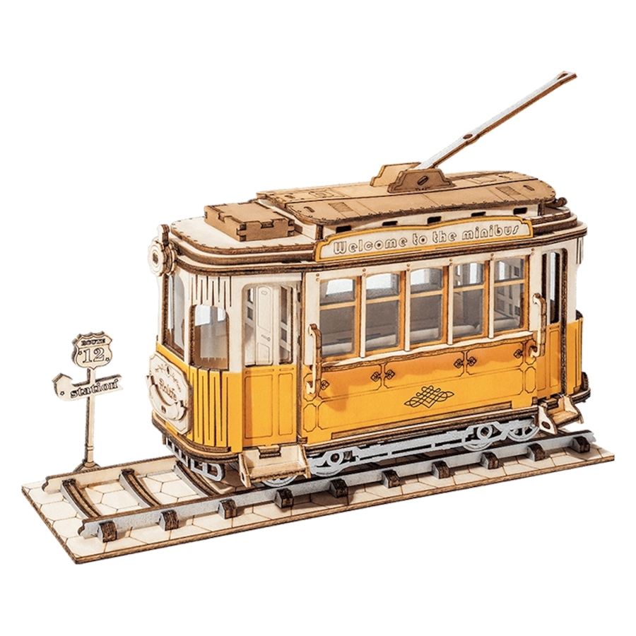 Image 800964.jpg, Product 800-964 / Price $19.95, Rolife Tramcar TG505 - 3D Wooden Puzzle Kit (145 Pieces) | STEM Educational Craft for Ages 8+ | Includes Precision-Cut Plywood | ~1.5-Hour Assembly | Assembled Size: 180x58x140mm | Fun and Detailed Tramcar Model | Ideal for Young Builders and Puzzle Enthus from Tradeopia on TSC.ca's Toys & Hobbies department