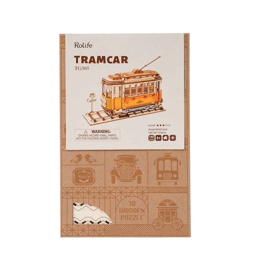 Image 800964_ALTMORE3.jpg, Product 800-964 / Price $19.95, Rolife Tramcar TG505 - 3D Wooden Puzzle Kit (145 Pieces) | STEM Educational Craft for Ages 8+ | Includes Precision-Cut Plywood | ~1.5-Hour Assembly | Assembled Size: 180x58x140mm | Fun and Detailed Tramcar Model | Ideal for Young Builders and Puzzle Enthus from Tradeopia on TSC.ca's Toys & Hobbies department