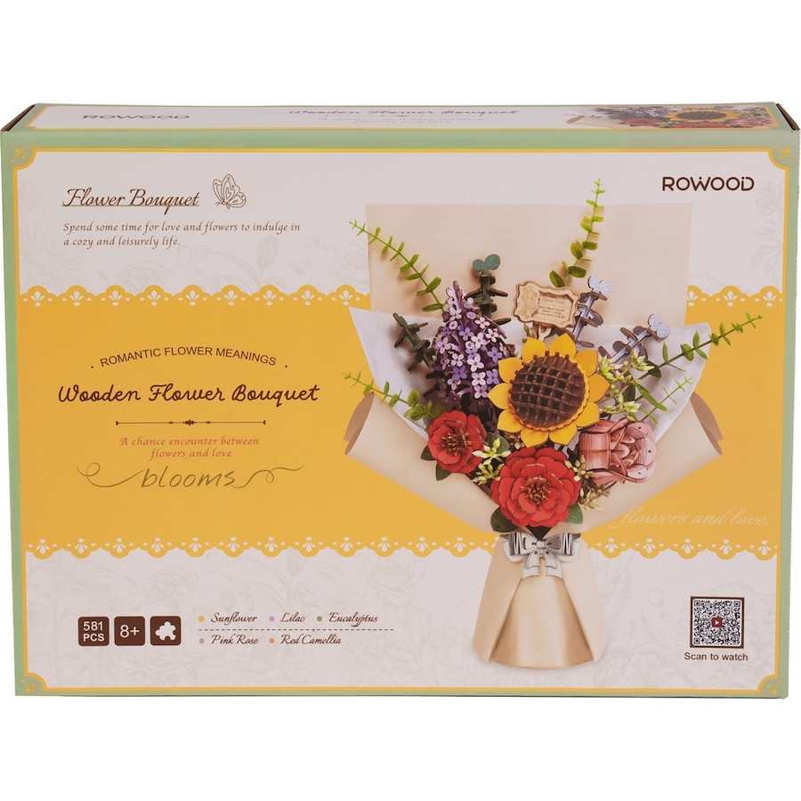 Image 800969_ALTMORE4.jpg, Product 800-969 / Price $39.97, ROWOOD Wooden Flower Bouquet TW01H - Arts & Craft Kit (581 Pieces) | STEM Educational Craft for Ages 8+ | Includes Pink Rose, Sunflower, Red Camellia, Eucalyptus, and Lilac | Intermediate Difficulty | ~3-Hour Assembly | Assembled Size: 260x150x400mm | Crea from Tradeopia on TSC.ca's Toys & Hobbies department