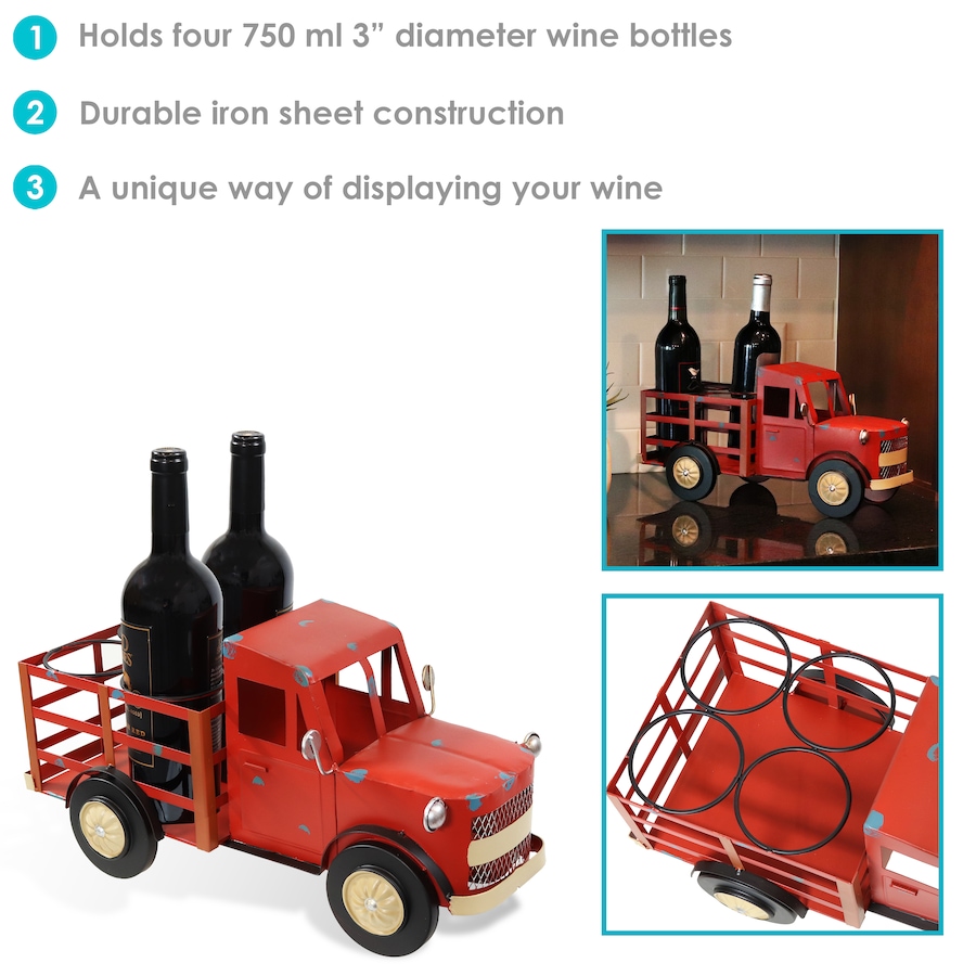 Image 808489_ALTMORE2.jpg, Product 808-489 / Price $75.65, Rustic Red Truck Metal Wine Rack from Sunnydaze Décor on TSC.ca's Home & Garden department