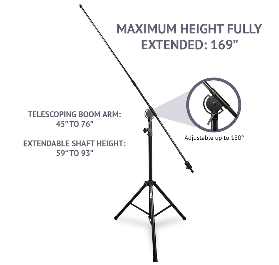 Image 809536_ALTMORE1.jpg, Product 809-536 / Price $239.99, LyxPro 93" Microphone Stand & 76” Arm Boom Stand with Foldable Tripod Legs & Counterweight from LyxPro on TSC.ca's Toys & Hobbies department