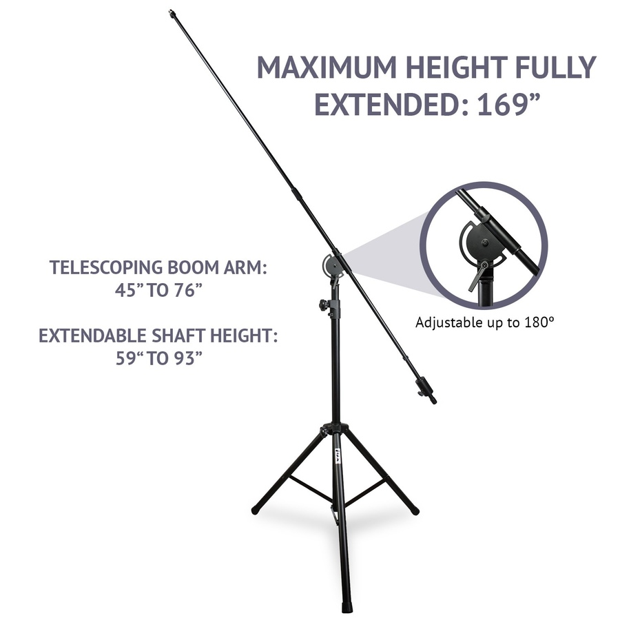 Image 809536_ALTMORE1.jpg, Product 809-536 / Price $239.99, LyxPro 93" Microphone Stand & 76” Arm Boom Stand with Foldable Tripod Legs & Counterweight from LyxPro on TSC.ca's Toys & Hobbies department