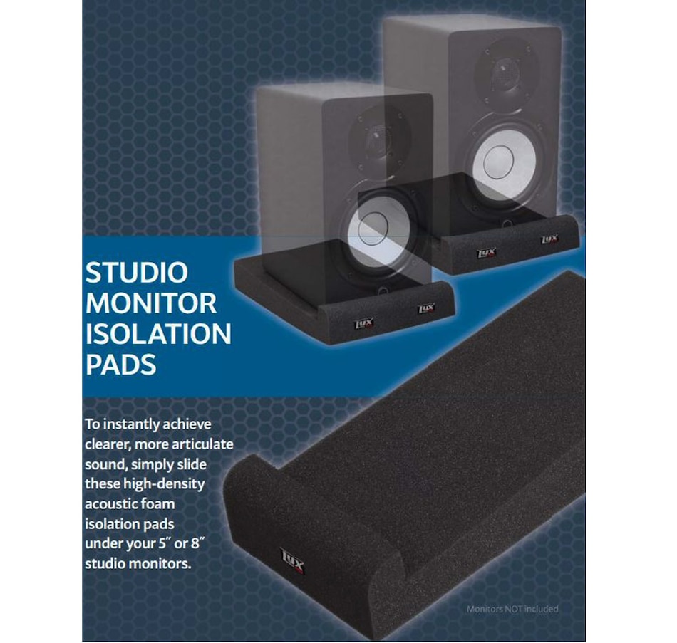 Image 809548_ALTMORE3.jpg, Product 809-548 / Price $44.99, LyxPro MNS-4 Acoustic Foam Isolation Pads, Studio Monitor & Speaker Isolation Pads - 1 Pair from LyxPro on TSC.ca's Toys & Hobbies department