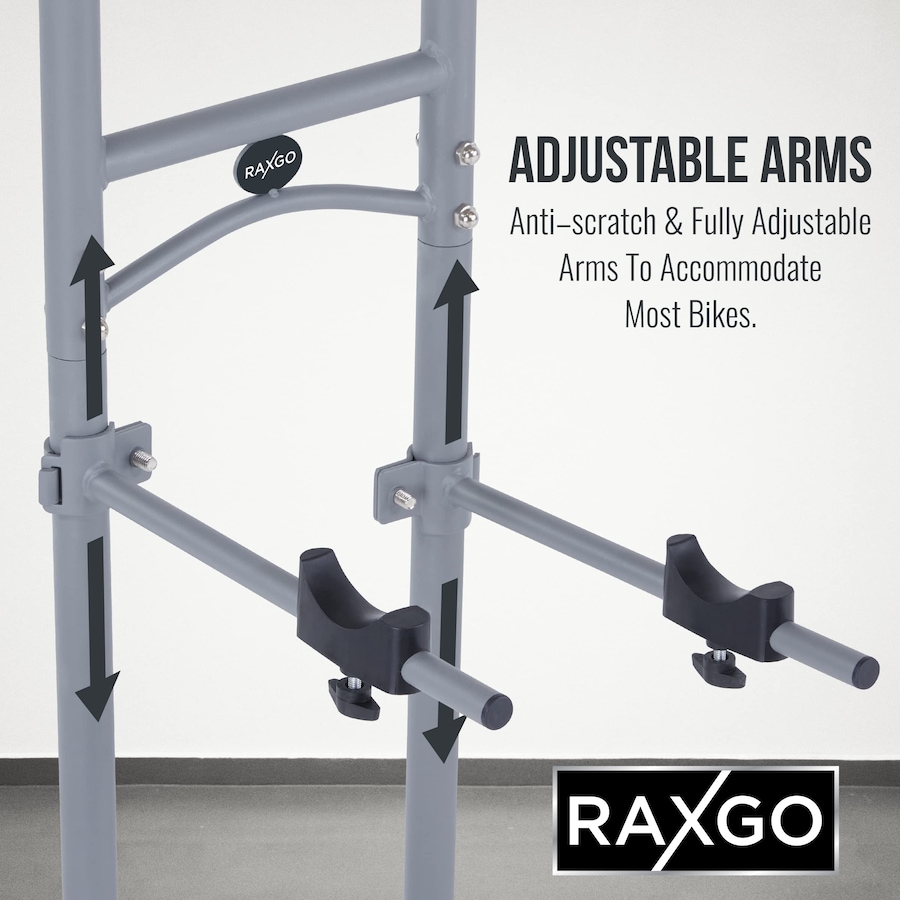 Image 809558_ALTMORE3.jpg, Product 809-558 / Price $82.55, RaxGo Freestanting Bike Storage Rack, 2 Bicycle Stand W/Adjustable Hooks, for Mountain & Road Bikes from Raxgo on TSC.ca's Health & Fitness department