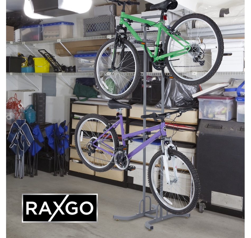 Image 809558_ALTMORE5.jpg, Product 809-558 / Price $82.55, RaxGo Freestanting Bike Storage Rack, 2 Bicycle Stand W/Adjustable Hooks, for Mountain & Road Bikes from Raxgo on TSC.ca's Health & Fitness department