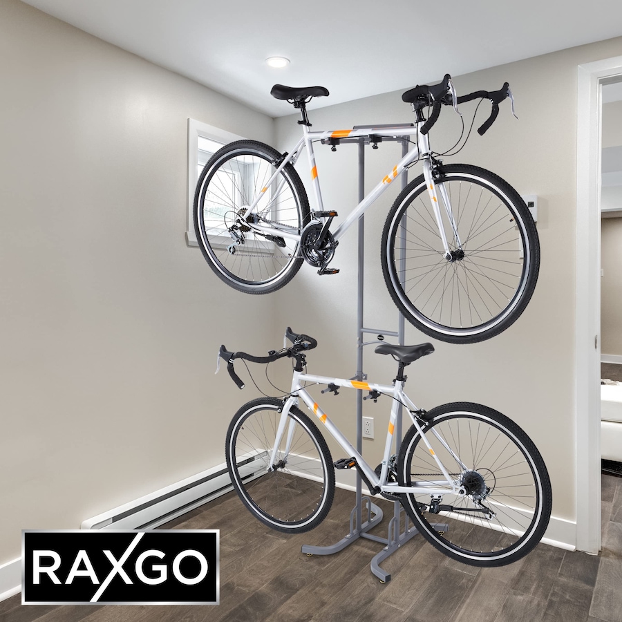 Image 809558_ALTMORE6.jpg, Product 809-558 / Price $82.55, RaxGo Freestanting Bike Storage Rack, 2 Bicycle Stand W/Adjustable Hooks, for Mountain & Road Bikes from Raxgo on TSC.ca's Health & Fitness department