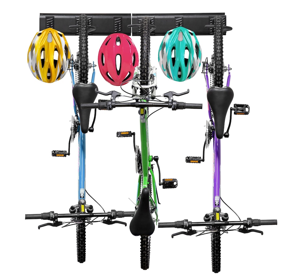 Image 809565.jpg, Product 809-565 / Price $79.99, RaxGo Garage Bike Rack, Wall Mount Bike Hanger for 3 Bikes with 3 Adjustable Hooks for Helmets from Raxgo on TSC.ca's Health & Fitness department