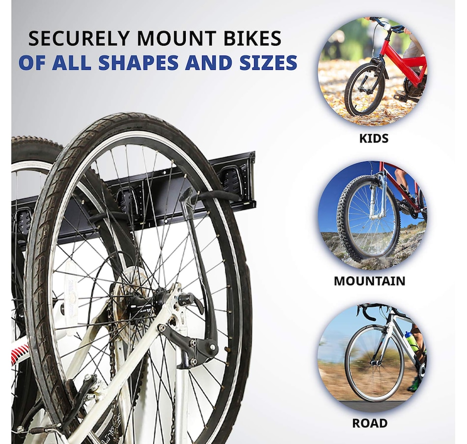 Image 809567_ALTMORE4.jpg, Product 809-567 / Price $69.99, RaxGo Garage Bike Rack, Wall Mounted Bike Hanger, 6 Adjustable Hooks Universal for Indoor & Home Use from Raxgo on TSC.ca's Health & Fitness department