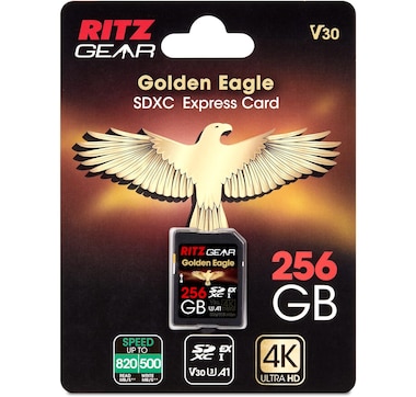 Ritz Gear SDExpress Golden Eagle SDXC SD Card, Express SD Card 256GB with SDExpress-Reader Included