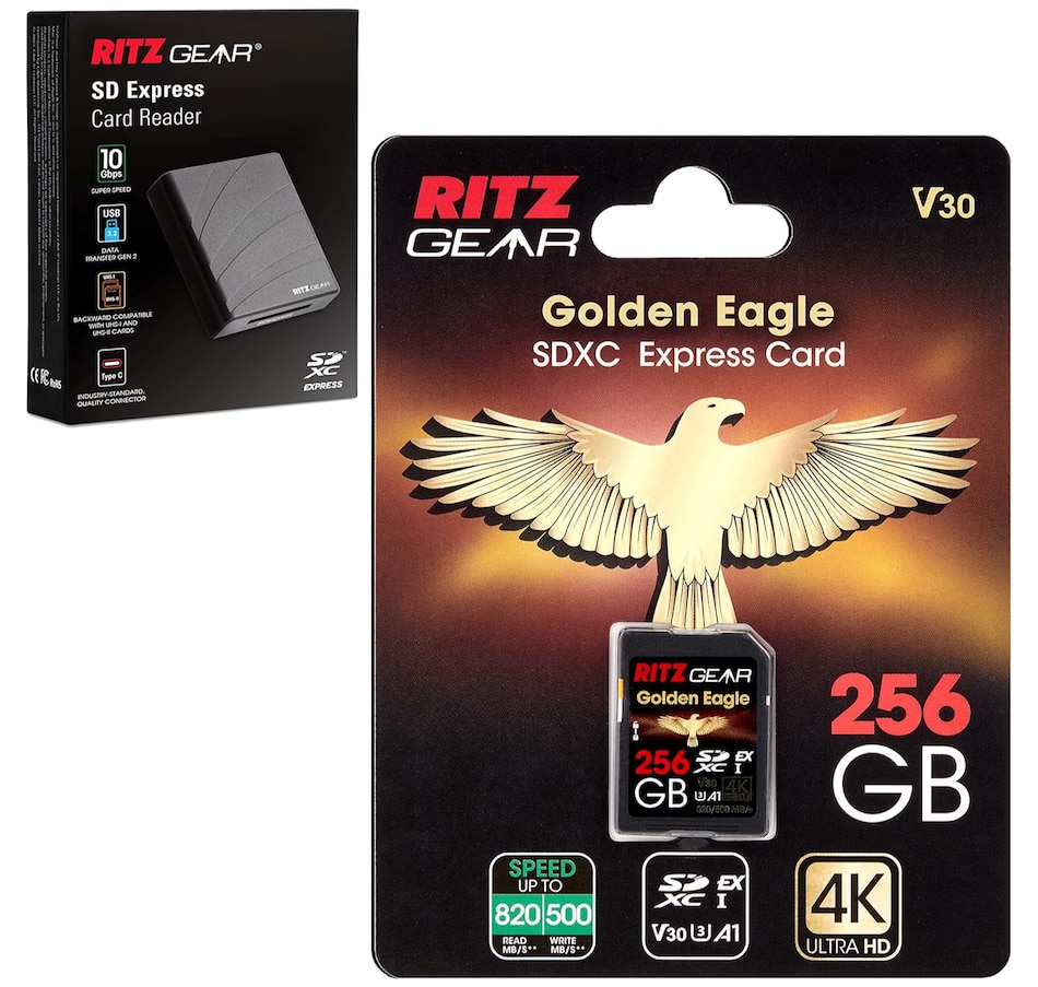 Image 809569_ALTMORE1.jpg, Product 809-569 / Price $59.99, Ritz Gear SDExpress Golden Eagle SDXC SD Card, Express SD Card 256GB with SDExpress-Reader Included from Ritz Gear on TSC.ca's Electronics department