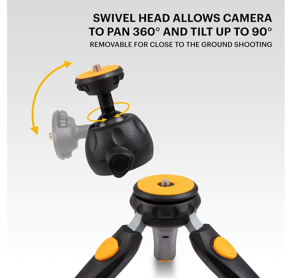 Image 809584_ALTMORE6.jpg, Product 809-584 / Price $42.99, Kodak PhotoGear Mini Tripod for Camera with Remote, 360° Ball Head & Rubber Feet, 5-Position Legs from Kodak on TSC.ca's Electronics department