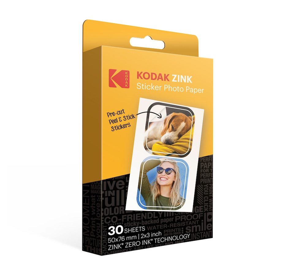 Image 809589.jpg, Product 809-589 / Price $34.99, Kodak Premium Pre-Cut Sticker Zink Photo Paper 2x3" (30 Sheets) Compatible with Kodak Step Printer from Kodak on TSC.ca's Toys & Hobbies department