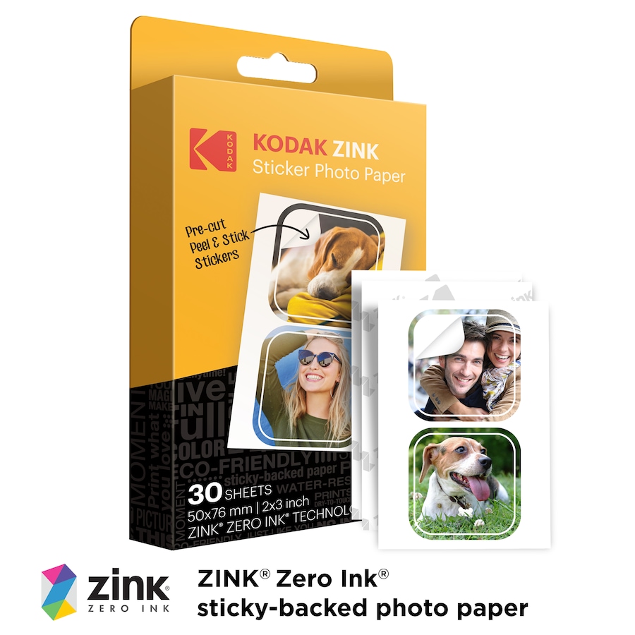 Image 809589_ALTMORE1.jpg, Product 809-589 / Price $29.99, Kodak Premium Pre-Cut Sticker Zink Photo Paper 2x3" (30 Sheets) Compatible with Kodak Step Printer from Kodak on TSC.ca's Toys & Hobbies department