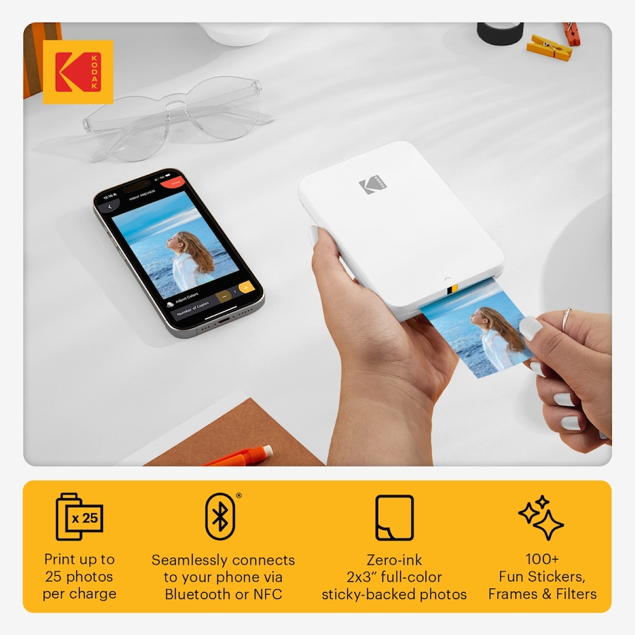 Image 809604_ALTMORE6.jpg, Product 809-604 / Price $119.99, Kodak Step Slim Mobile Color Instant Photo Printer 2x3” (White), Compatible with iOS and Android from Kodak on TSC.ca's Toys & Hobbies department