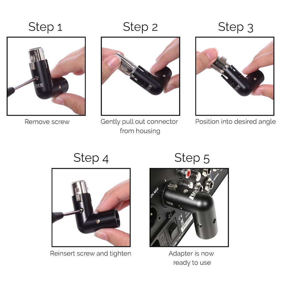 Image 809617_ALTMORE4.jpg, Product 809-617 / Price $18.99, LyxPro XLR Angle Adapter, Male & Female 90 Degree XLR Elbow with 4 Different Angles from LyxPro on TSC.ca's Electronics department