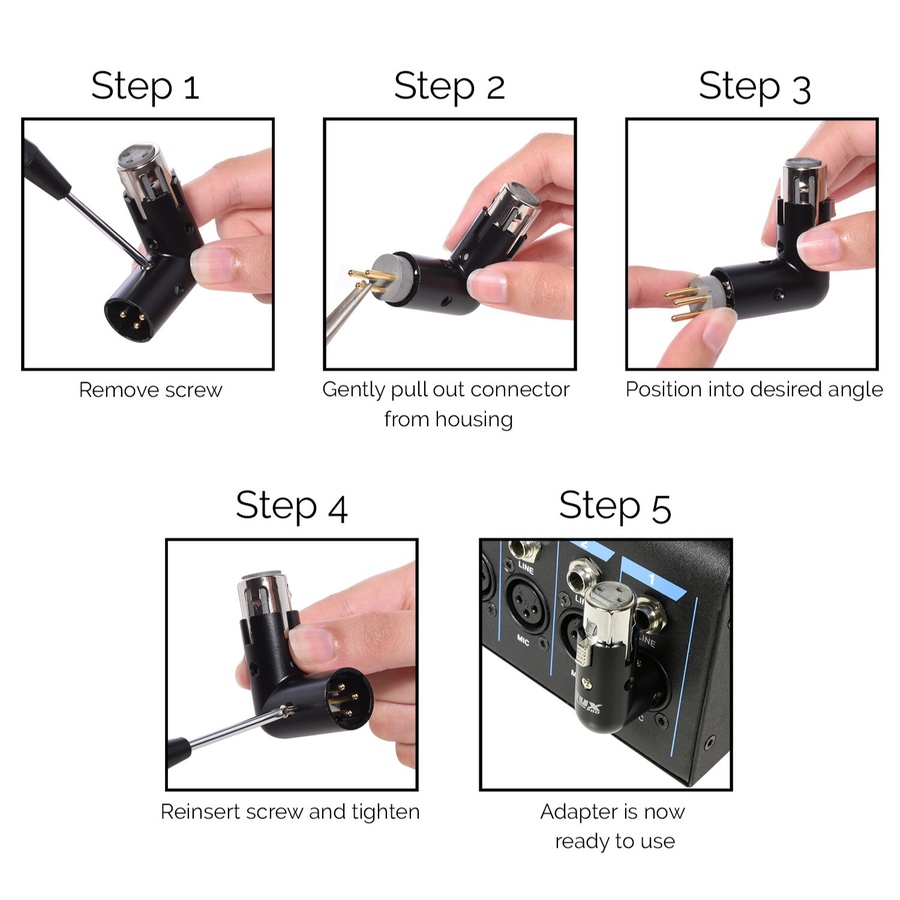 Image 809617_ALTMORE5.jpg, Product 809-617 / Price $18.99, LyxPro XLR Angle Adapter, Male & Female 90 Degree XLR Elbow with 4 Different Angles from LyxPro on TSC.ca's Electronics department