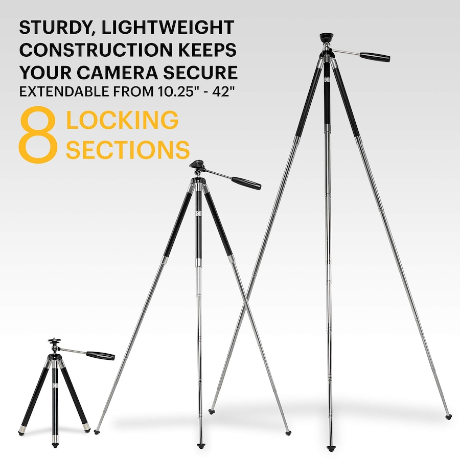 Image 809626_ALTMORE1.jpg, Product 809-626 / Price $59.99, Kodak PhotoGear 42” Camera Tripod, 8-Section Aluminum Tripod with Remote, 360° Ball Head & Case from Kodak on TSC.ca's Electronics department
