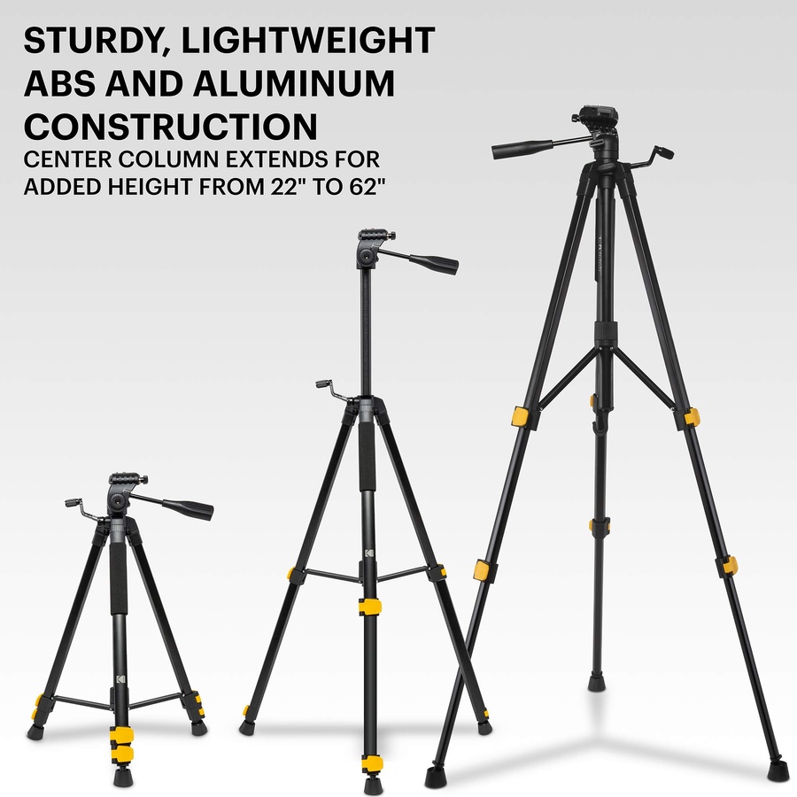 Image 809629_ALTMORE1.jpg, Product 809-629 / Price $45.99, Kodak PhotoGear 62" Camera Tripod, 3-Section Aluminum Flip-Lock Tripod Adjusts 22”-62” from Kodak on TSC.ca's Electronics department
