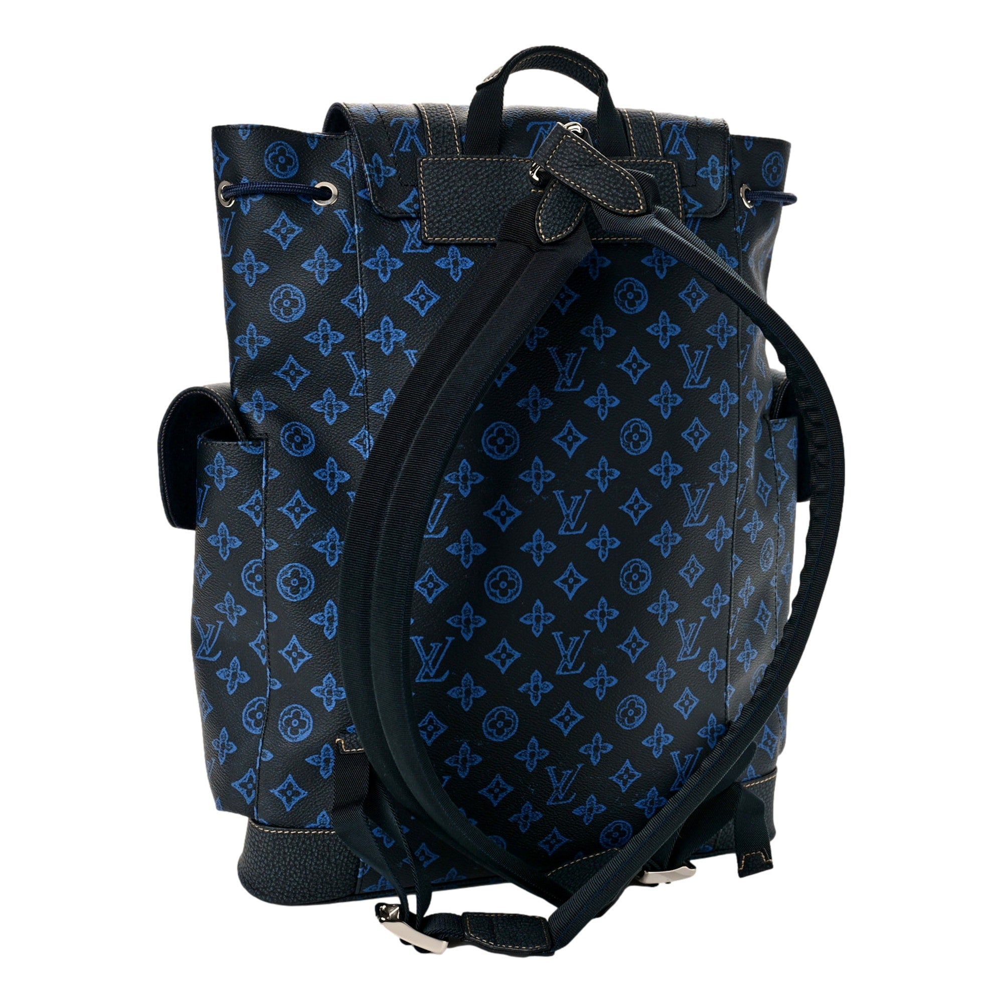 Louis Vuitton Blue Monogram LV Record Christopher MM Backpack Pre owned