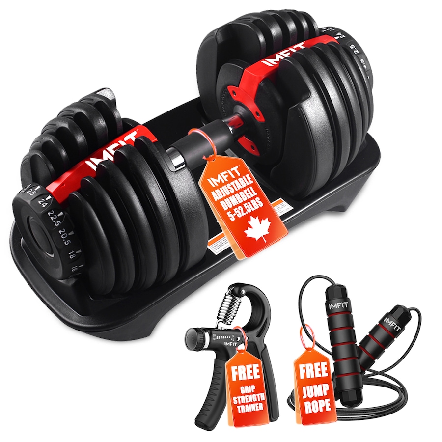 Image 810324.jpg, Product 810-324 / Price $129.99, IMFit 5–52.5 lb Adjustable Dumbbell (Quantity:1) with Hand Grip & Jump Rope from IMGadgets on TSC.ca's Health & Fitness department