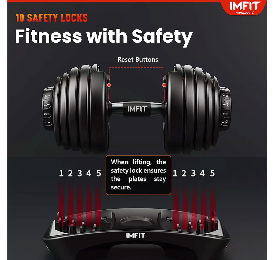 Image 810324_ALTMORE15.jpg, Product 810-324 / Price $179.99, IMFit 5lb-52.5lb Adjustable Dumbbell with Free Hand Grip Strengthener from IMGadgets on TSC.ca's Health & Fitness department