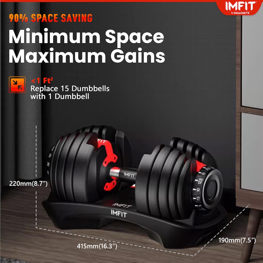 Image 810324_ALTMORE17.jpg, Product 810-324 / Price $129.99, IMFit 5–52.5 lb Adjustable Dumbbell (Quantity:1) with Hand Grip & Jump Rope from IMGadgets on TSC.ca's Health & Fitness department